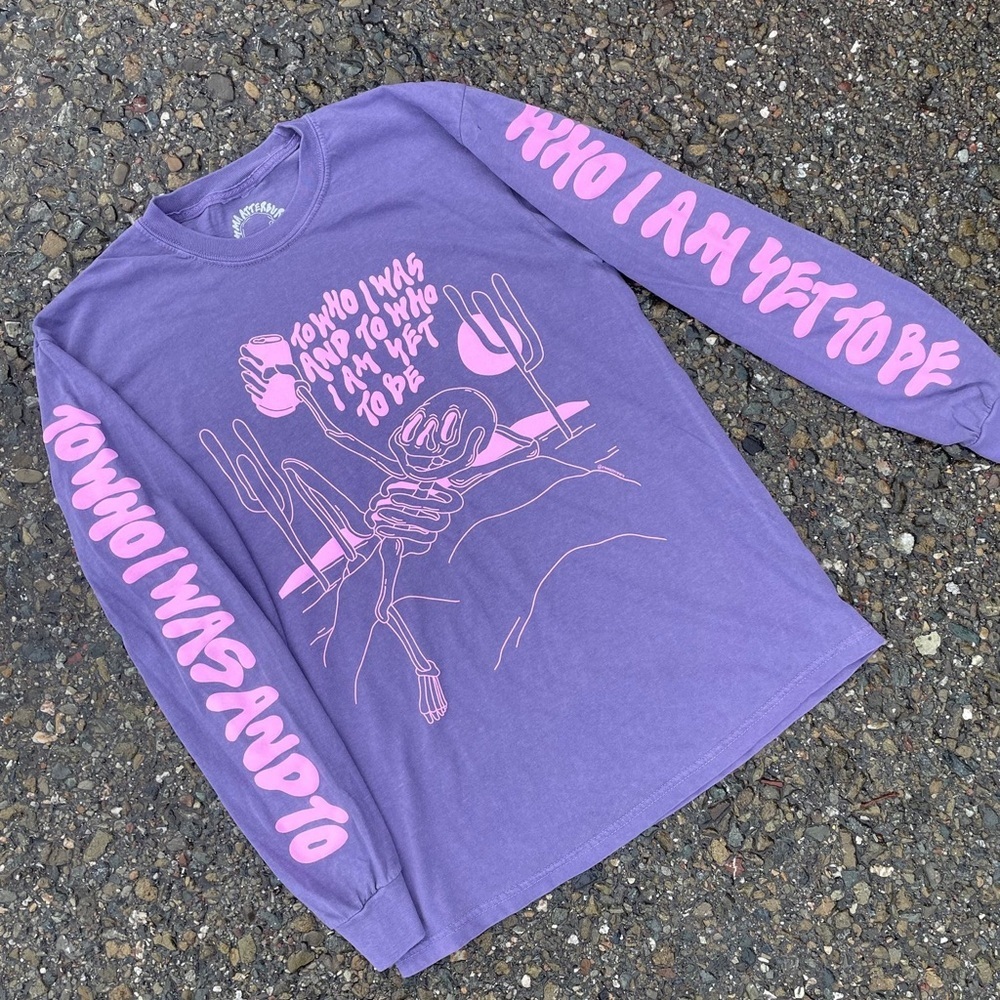 Purple Long Sleeve Tee with Pink Graphic